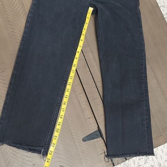 Re/done High Rise Raw Hem Straight Jeans Buttonfly Faded Black Sz 29 - Picture 9 of 12